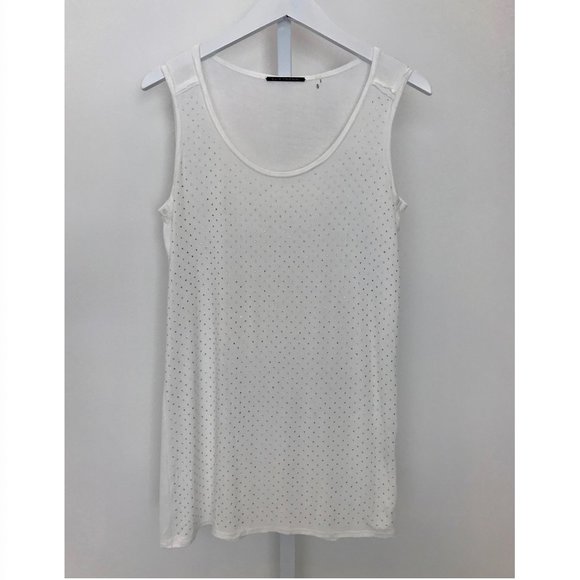 ELIE TAHARI WHITE CRYSTAL EMBELLISHED  MODAL TANK TOP SIZE XS NWOTS! - Picture 1 of 15